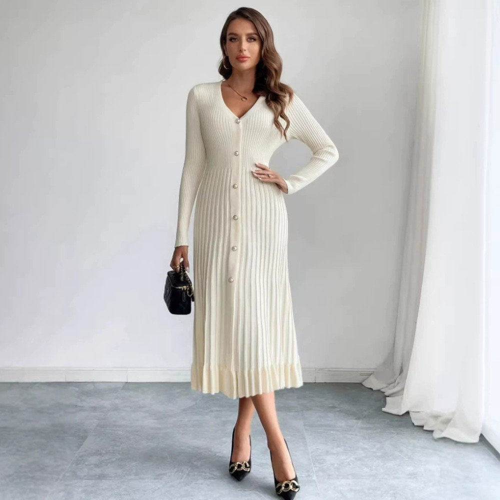 Zara Vintage Knit Dress with Button Neck and Mesh Waist Autumn